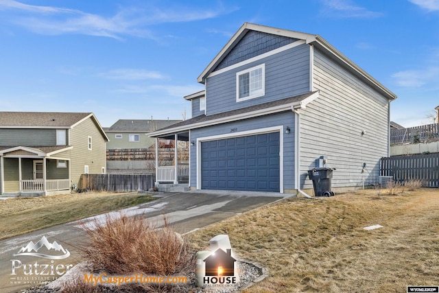 view of front property with a garage