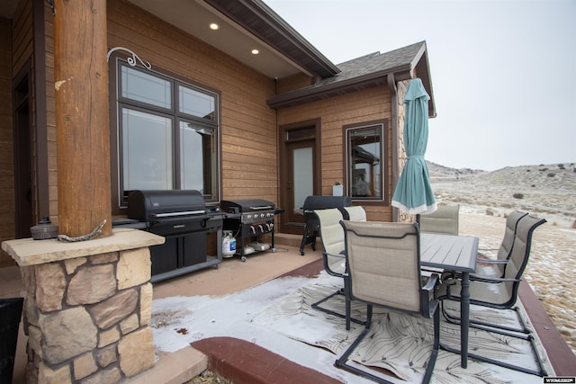 view of patio with a grill