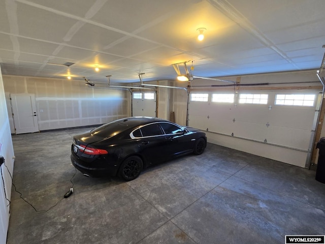 garage with a garage door opener