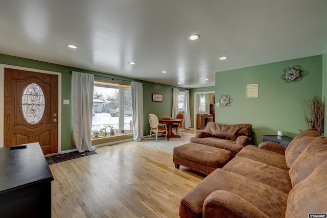 living room featuring light hardwood / wood-style flooring