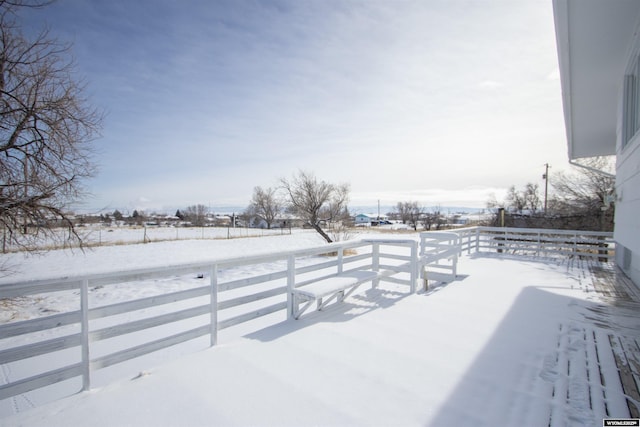 view of snow covered deck