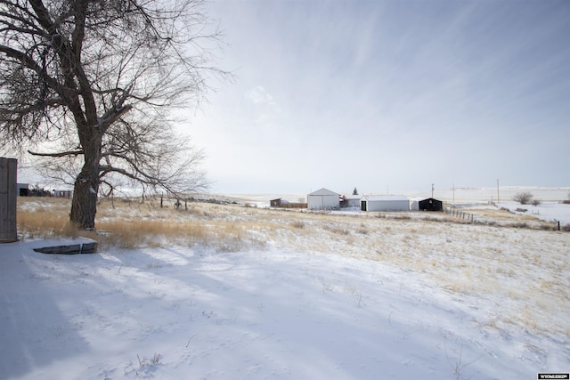 view of yard covered in snow