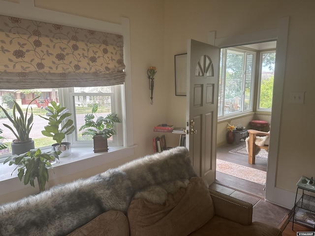 interior space with tile patterned floors