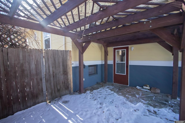 view of patio / terrace with fence and a pergola