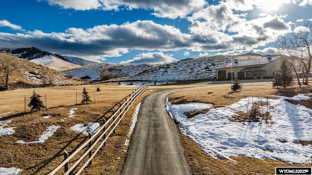 view of street with a mountain view