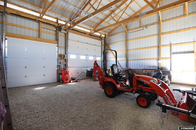 garage featuring metal wall