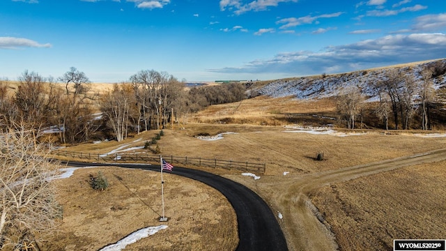 aerial view featuring a rural view