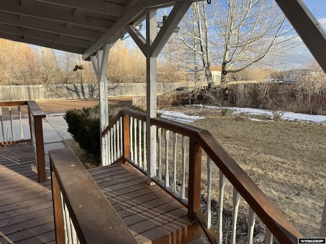 deck featuring a fenced backyard