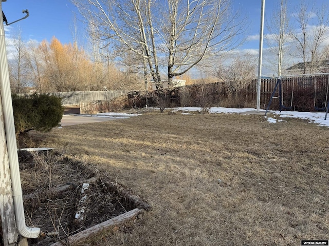 view of yard with a fenced backyard