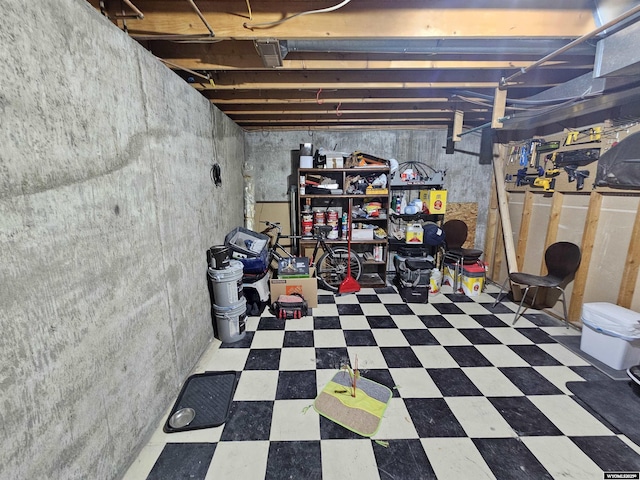 unfinished below grade area with tile patterned floors