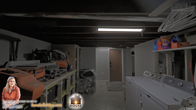 finished basement with separate washer and dryer