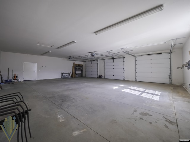 garage with a garage door opener