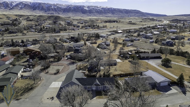 birds eye view of property with a residential view and a mountain view