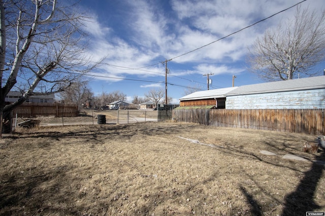 view of yard featuring fence