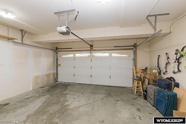 garage with a garage door opener