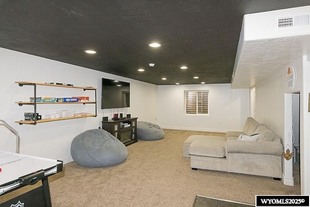 interior space featuring baseboards, visible vents, and recessed lighting