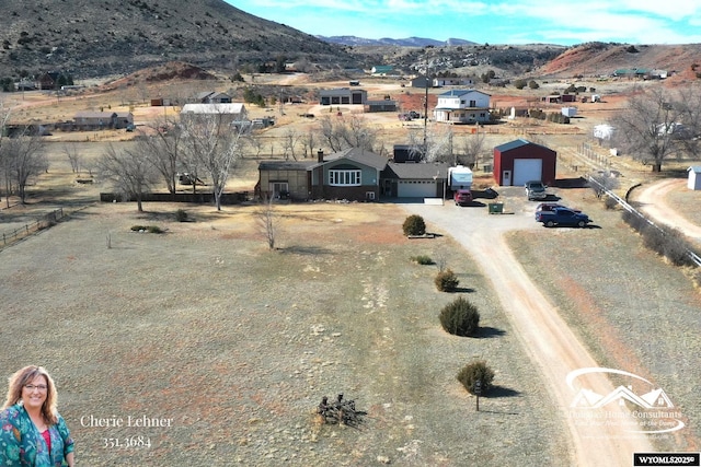 bird's eye view with a mountain view