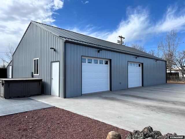 view of detached garage