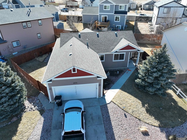 aerial view featuring a residential view