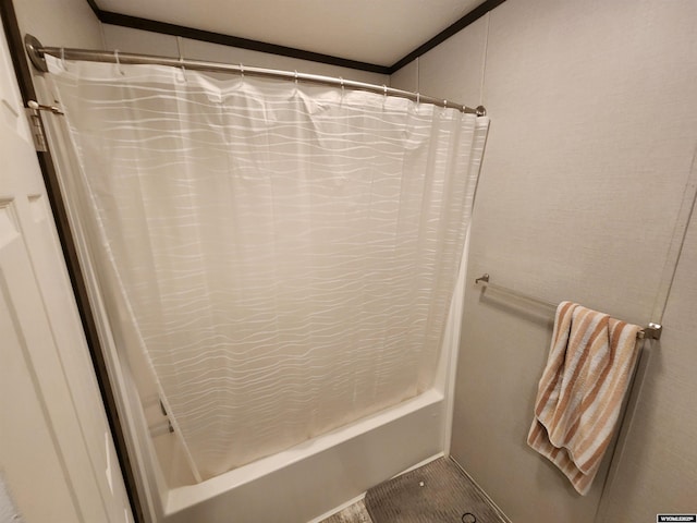 bathroom with a shower with curtain