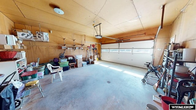 garage with a garage door opener