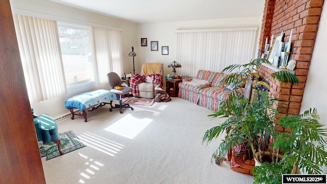 living room with carpet floors