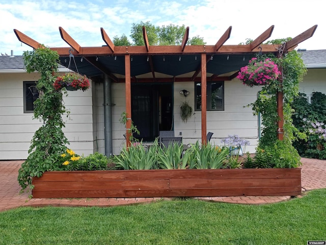 exterior space with a pergola