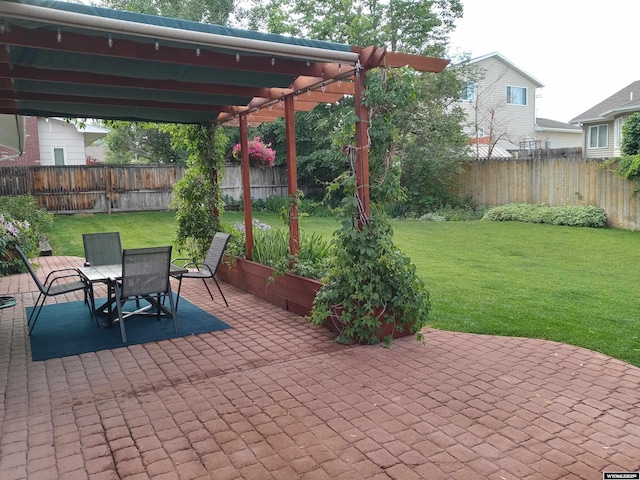 view of patio featuring outdoor dining space and a fenced backyard