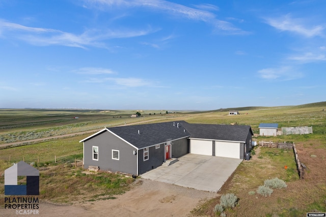 aerial view with a rural view