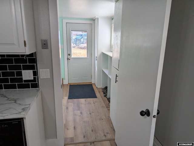 entryway featuring light wood finished floors