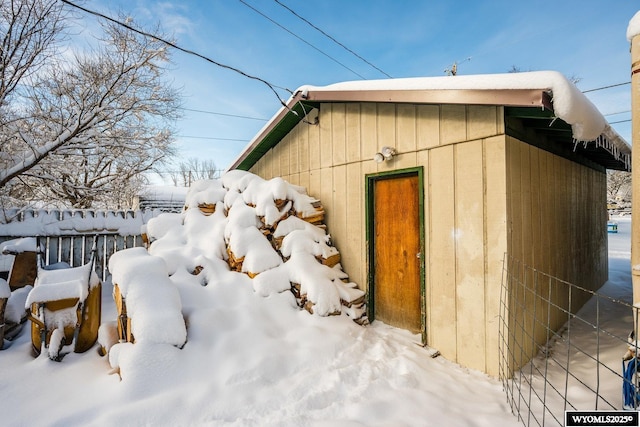 view of snow covered structure