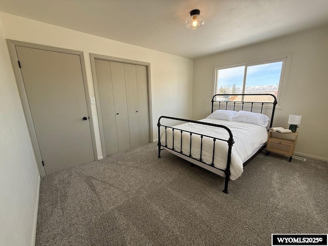 carpeted bedroom with a closet