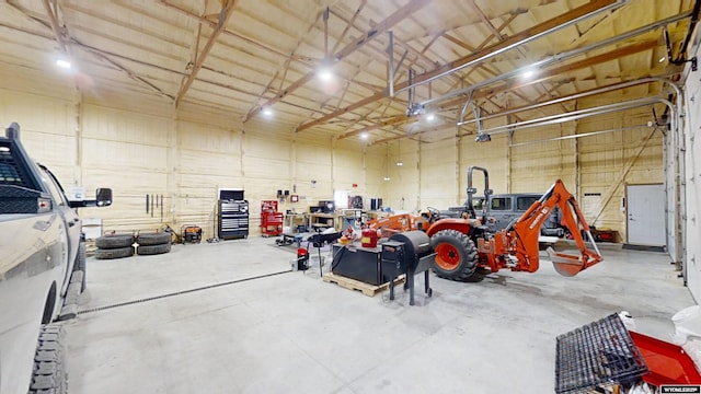 garage with metal wall