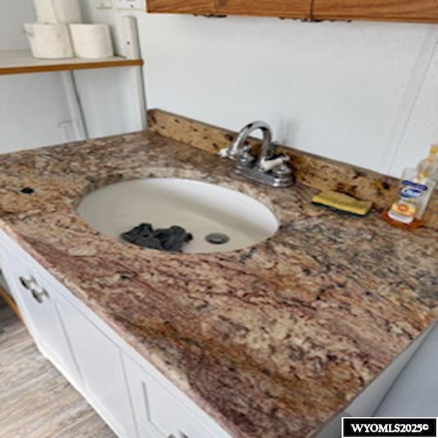 bathroom featuring vanity and wood finished floors