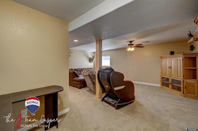 interior space with baseboards and carpet