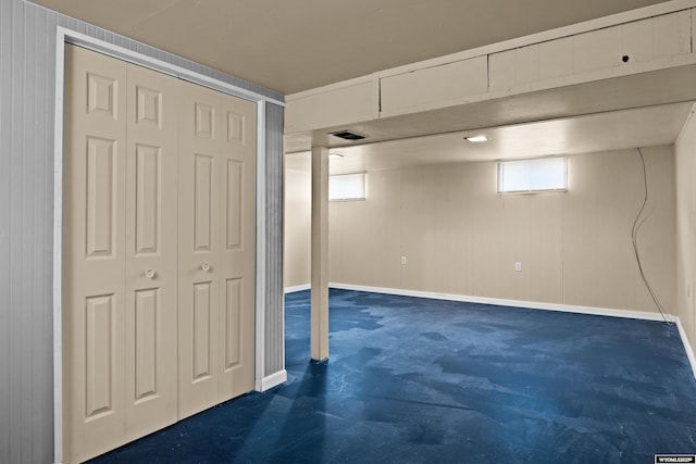 basement with baseboards