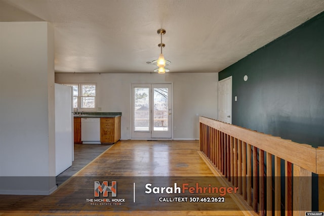 interior space with baseboards and wood finished floors