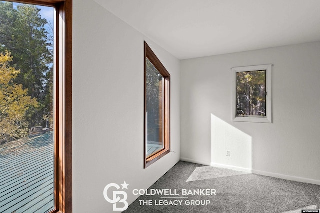 carpeted empty room featuring plenty of natural light and baseboards