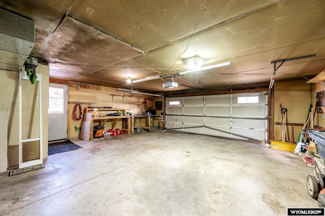 garage with a garage door opener