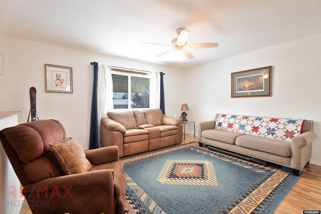 1242 Frontier Dr, Douglas, WY 82633 - living room with wood finished floors and ceiling fan