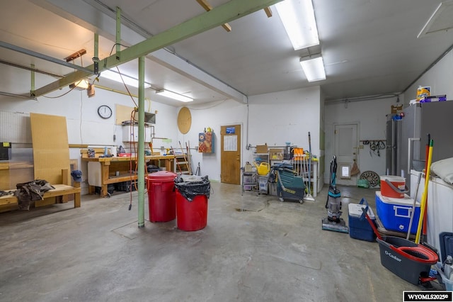 garage featuring a workshop area