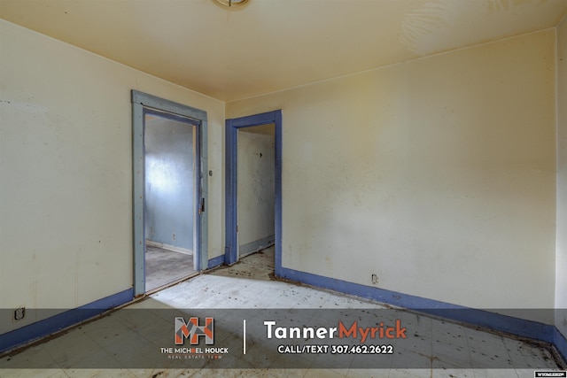view of spare room