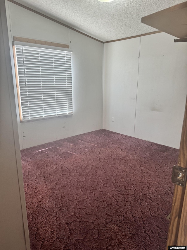 carpeted empty room featuring a textured ceiling