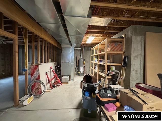 unfinished below grade area with gas water heater