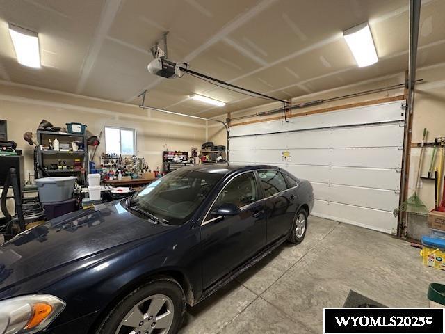 garage with a garage door opener