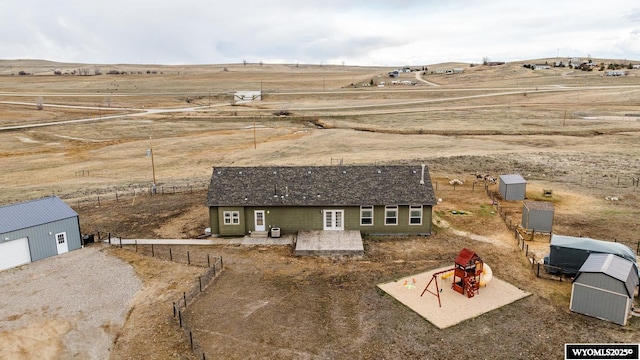 drone / aerial view featuring a rural view