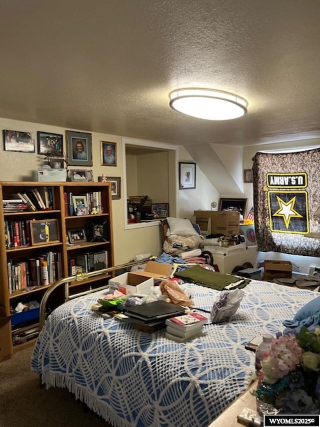 419 6th St, Rawlins, WY 82301 - bedroom featuring carpet floors and a textured ceiling