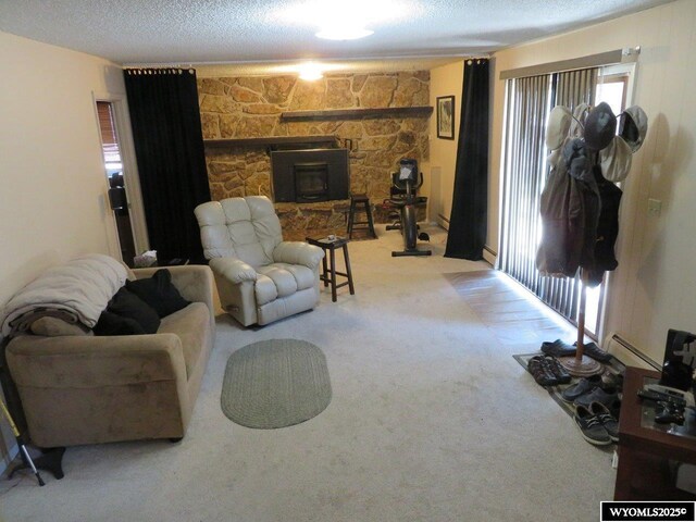 1001 Cheshire St, Casper, WY 82609 - carpeted living area with a textured ceiling