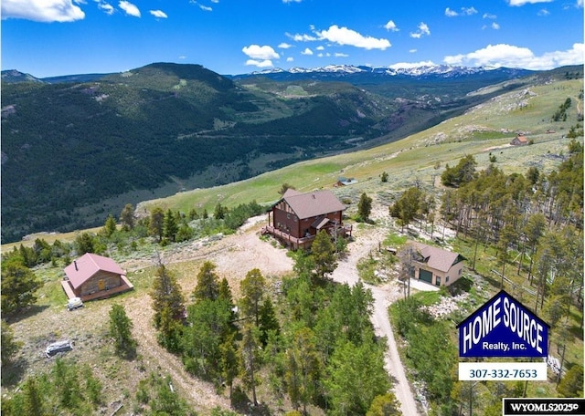 11 Heather Ln, Lander, WY 82520 - aerial view with a mountain view