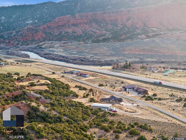 drone / aerial view with a mountain view